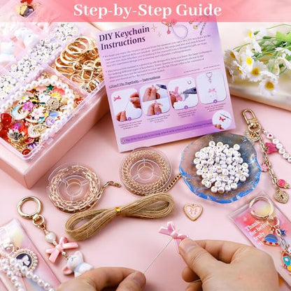Wurosi 773 Pcs Lip Gloss Keychain Making Kit with Storage Box - color: 773 Pcs Gold Keychain Kit