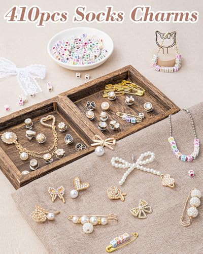 Junk Socks Charms Kit,Shoe Charms for Sneakers,Brooches and Pins for Women - color: Gold