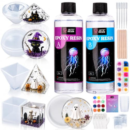 LET'S RESIN 16oz Epoxy Resin Kits and Molds Complete Set for Beginners