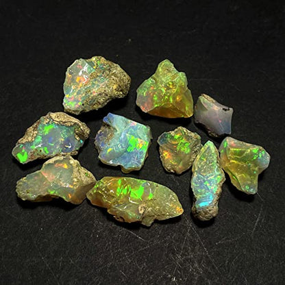 AAA Quality Natural Ethiopian Opal Jumbo Fire Rough 25 Carats 5-8 Pcs, Natural Opal Gemstones Raw For cutting cabbing polishing DIY art and craft, 10-15 MM, White