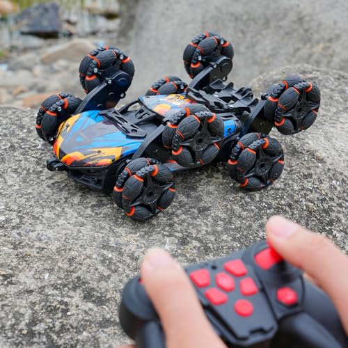 NEXBOX Cool 8 Wheels Hand Controlled rc Stunt Car Toys, Gesture Sensing Remote Control Cars for Boys Age 6 7 8-12 13 14 Year Old, Birthday Gifts Ideas for Kids - color: Black, Blue