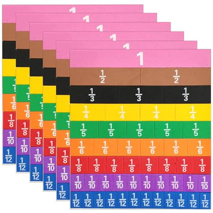 Plastic Rainbow Fraction Tiles, Rainbow Montessori Math Materials, Fraction Set for Math Classroom Fractions Manipulatives Math Manipulatives for Home School Supplies