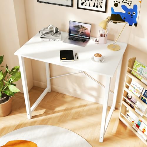 DUMOS 32 Inch Small Computer Desk, Gaming Desks for Home Office Bedroom - color: Modern White, size: 32 Inch