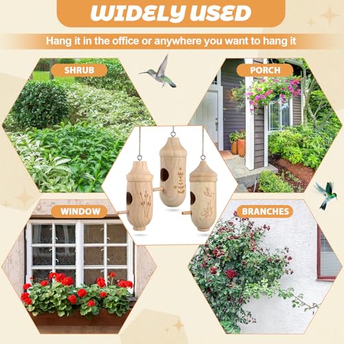 Briwooody 12 Pack Hummingbird House Wooden DIY Kit with Paint and Brushes