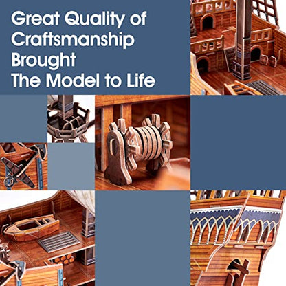CubicFun 3D Puzzles for Adults Santa Maria Ship Model Spanish Vessel Puzzles for Adults and Kids, Desk Decor Building Kits Brain Teaser Hobby Gifts for Women and Men, 204 Pieces