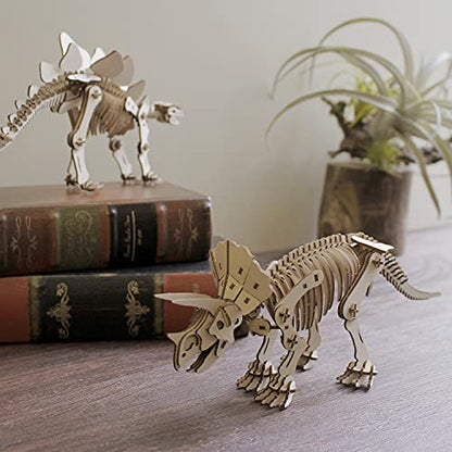 Triceratops Wooden Dinosaur 3D Puzzle - Fun DIY Wood Craft Kits - Ideal Gift for Birthdays and Party Favors - style: Triceratops