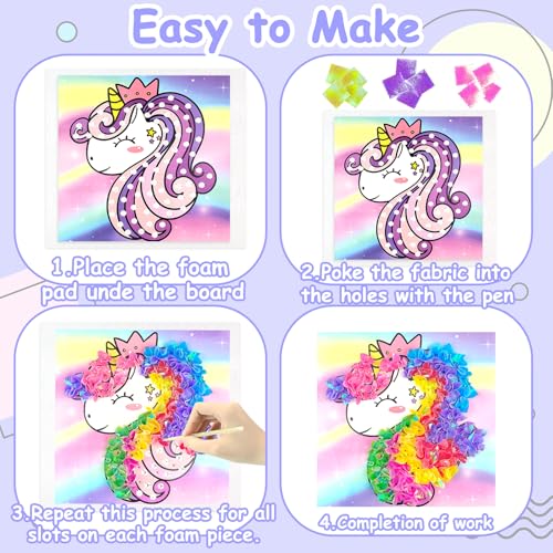 Poke-in Fun Art Fabric Craft- Magical Dream Decor,Mess Free Kids'Paper Craft Kits,Arts and Crafts for Kids,DIY Art Activity Birthday Ideas for Children,Toys for Girls &Boys Ages 4-10+ - style: Magical
