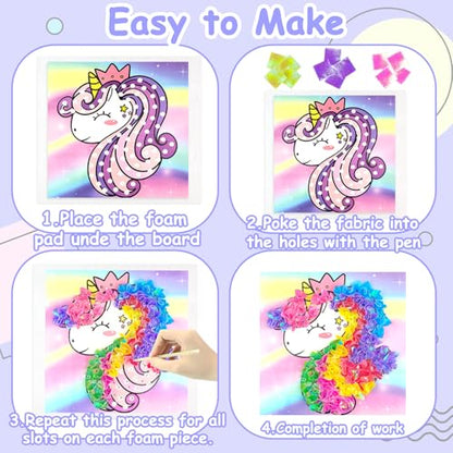 Poke-in Fun Art Fabric Craft- Magical Dream Decor,Mess Free Kids'Paper Craft Kits,Arts and Crafts for Kids,DIY Art Activity Birthday Ideas for Children,Toys for Girls &Boys Ages 4-10+ - style: Magical