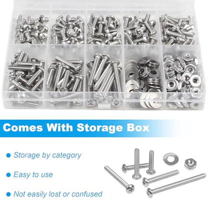 240pcs #6-32 Phillips Pan Head Machine Screws Nuts Washers Kit - size: #6-32