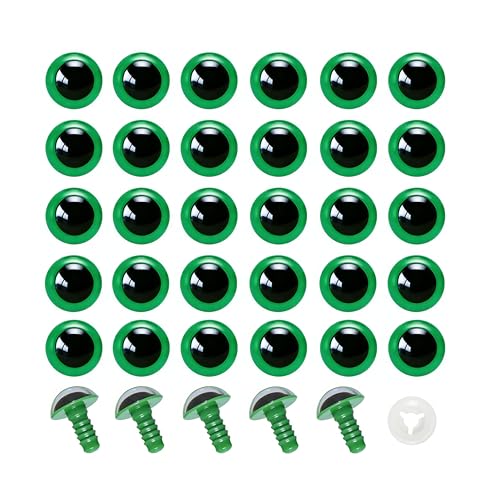 BESTCYC 100pcs 10mm Green Plastic Safety Eyes Craft Eyes with Washers for Amigurumi Dolls Plush Animals DIY Craft Lovers Doll Makers Crochet Craft Supplies - color: Green, size: 10mm