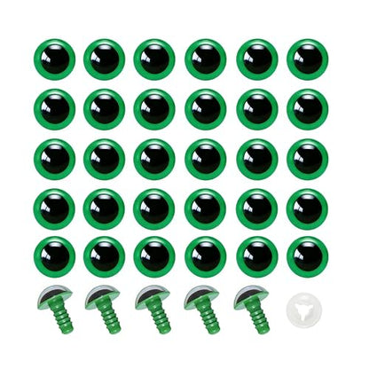 BESTCYC 100pcs 10mm Green Plastic Safety Eyes Craft Eyes with Washers for Amigurumi Dolls Plush Animals DIY Craft Lovers Doll Makers Crochet Craft Supplies - color: Green, size: 10mm