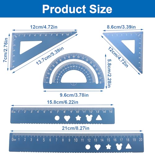 5-Piece Metal Geometry Set, Blue - color: blue
