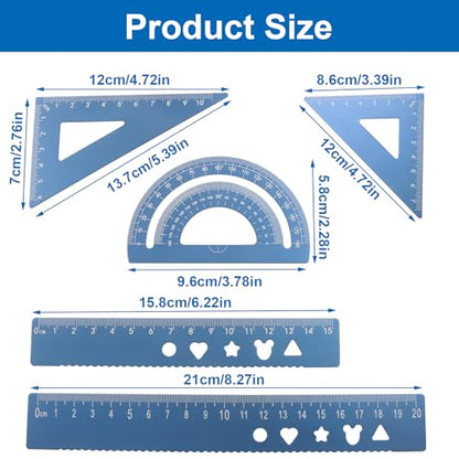 5-Piece Metal Geometry Set, Blue - color: blue