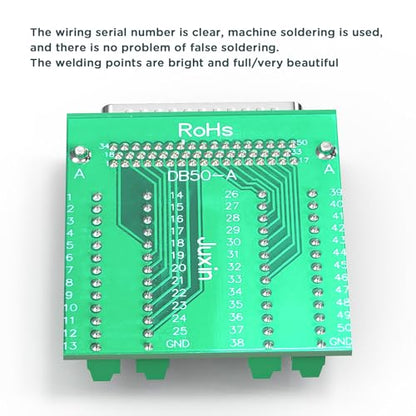 DB50 Male Breakout Board, HDB50 D-Sub 50 Pin Terminal Block Adapter, No Soldering Screw Terminal Connector Module with Clear Pin Labels for Industrial Wiring - color: DB50 male