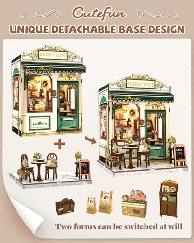 Cutefun Book Nook Kit - DIY Miniature Dollhouse Kit for Adults and Teens - color: Sunny Cafe