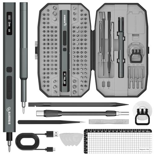 STREBITO 155 in 1 Electric Screwdriver Set, Electric Precision Screwdriver - color: Upgraded-grey