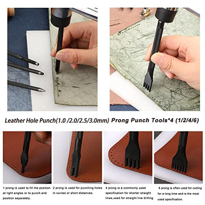 BUTUZE Leather Working Tools, Practical Leather Craft Kit - size: 66 Pcs