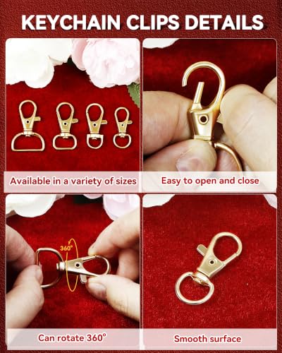 325PCS FIVEIZERO Keychain Making Kit - Gold Keychain Clips with Key Rings - color: gold