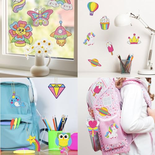 BANBBUR 16 Pcs Gem Art for Kids Ages 4-8 8-12, Kids Diamond Art and Crafts