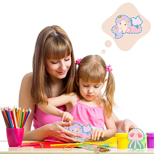 Pajean 10 Pcs Kids Lacing Cards Double Sided Animal Sewing Cards Kits 10 Styles Lacing Toy Crafts for Toddler Ages 6+ Developing Imagination Preschool Learning Activity Supplies(Mermaid Style) - style: Mermaid Style