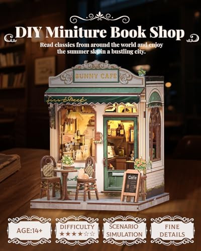 CUTEBEE Book Nook Kit DIY Miniature House Coffee Shop Dollhouse Kit
