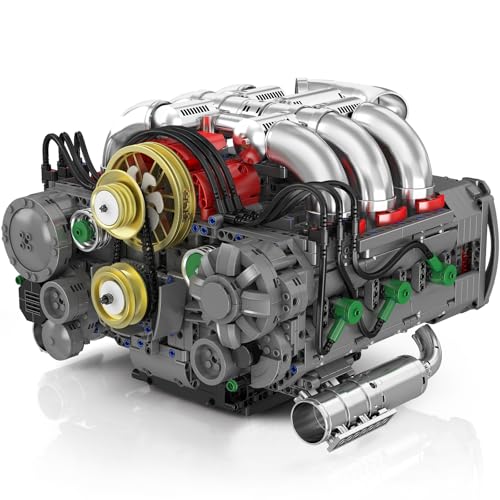 NUTCRACKER Flat Engine Building Set, V8 Model Engine Kit, Mini Engine Scale Model with Motor That Works, DIY STEM Project Building Toy, Creative Birthday Gift for Adult Boys 14+ (2375 Pieces)
