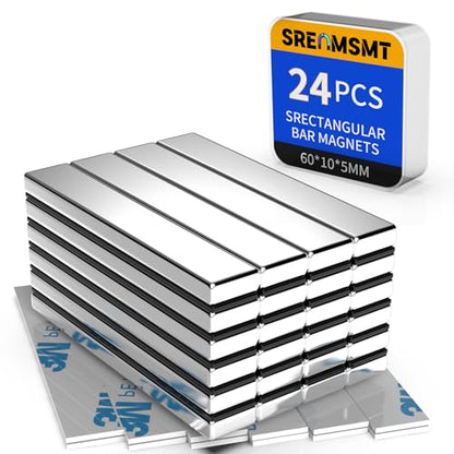 Powerful Neodymium Bar Magnets, 24 Pack N52 Heavy Duty Magnet, 60x10x5mm - size: 60x10x5 mm, style: 24 Pack