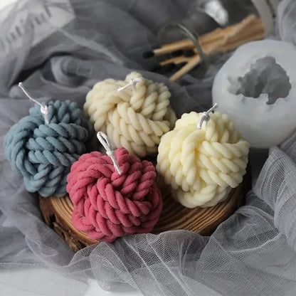 Candle Molds - Silicone Mold for Candles Making, DIY 3D Moulds for Soy Wax, Beeswax, Scented Candle, Valentine's Day Gifts (Knitted Ball) - color: Knitted ball
