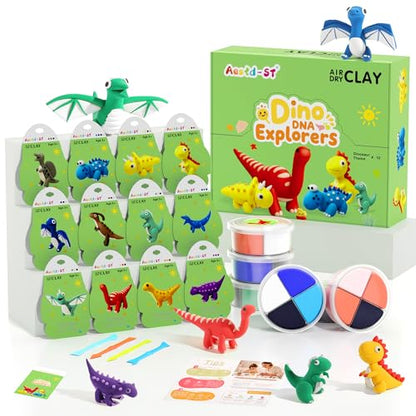 Aestd-ST Air Dry Clay Kit - Dinosaur Theme, Modeling Clay for Kids - color: Dino DNA Explorers