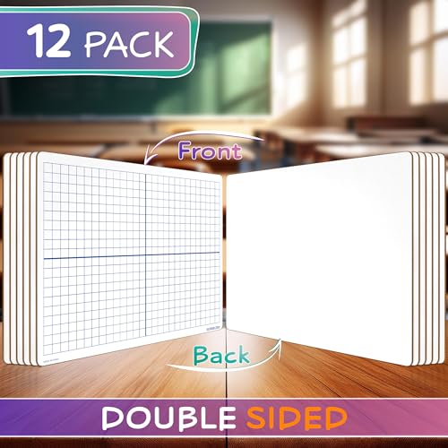 SCRIBBLEDO 12 Pack XY Axis Coordinate Graph Lap Boards 9x12 with 12 Erasers - color: 12 Pack