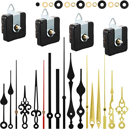 Outus 4 Pieces Quartz Clock Movement Mechanism Non Ticking DIY Mechanism with 6 Clock Hands Sets for Repair Parts Replacement(0.5 Inch/ 13 mm,Gold, Black) - size: 13 mm