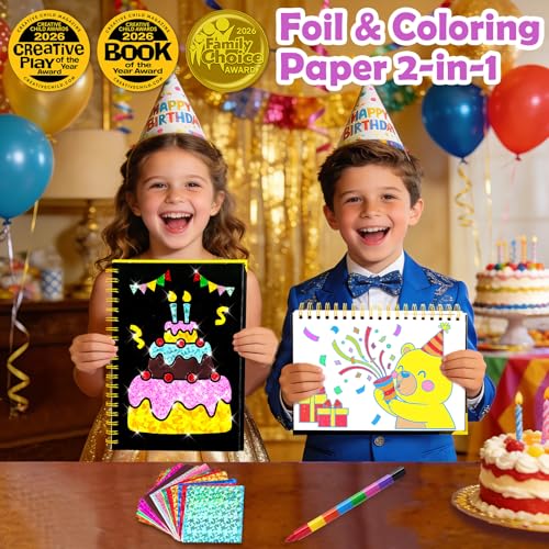 FUNNYB&G Foil Art Craft Kit for Kids, Sparkly Birthday Gift Toy for Kids - style: Happy Birthday