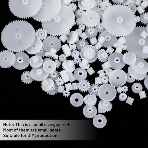 200 Pcs Plastic Gear Set, Single-Gear, Spindle Gears, Small Motor Gears, Model Toy Gear Kit, DIY Gear-Assortment Accessories Set for Model (6 Styles)