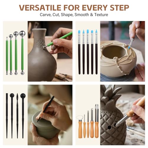 ALLVANA 42-Piece Pottery Tools, Clay Sculpting Tools with Roll-Up Bag