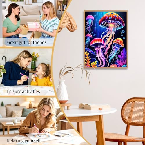 Jellyfish Diamond Art Kits for Adults Beginners 12x16 in, DIY Craft Gift - color: DP-US10