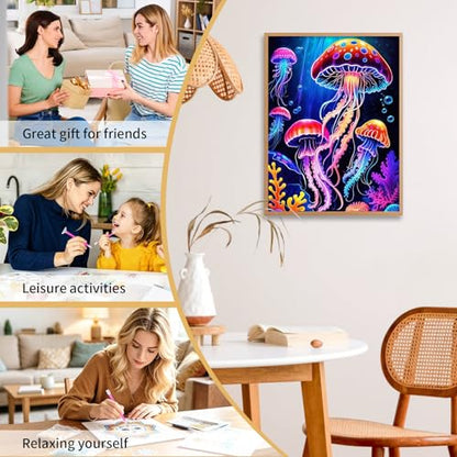 Jellyfish Diamond Art Kits for Adults Beginners 12x16 in, DIY Craft Gift - color: DP-US10