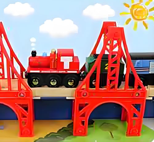 Wooden Train Bridges, 3 Suspension Bridge, Wooden Train Track Accessories, Wood Train Track, Train Tracks Compatible with All Major Brands - style: 3 Train Bridges