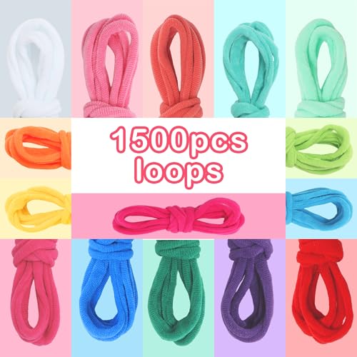 1500pcs Weaving Loom Refill Loops for 7” Potholder Loom,15 Rainbow Colors - color: 15 Rainbow