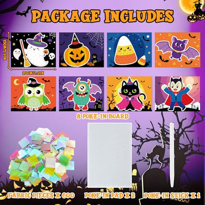 Lonfliness 8 Pcs Halloween Poke in Craft Kits for Kids Mess Free DIY Art - style: Halloween