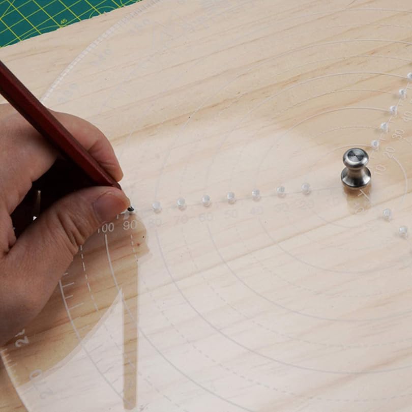 12" / 300mm Round Center Finder Tool Compass Acrylic with Centering Needle for Irregular Shapes, Drawing Circles on Wood, Poster Board, Plastic, Measuring Tools for Wood Lathe, Woodworking, Carpenter