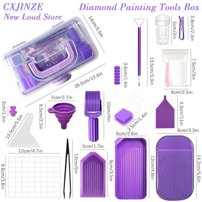 CXJINZE 115 Pcs Diamond Painting Tools Accessories Storage Kit, Purple - size: 115PCS