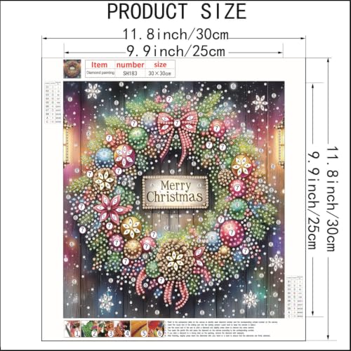 Christmas Wreath 5D Diamond Art Painting Kits for Adults 12 x 12 inch - color: SH183