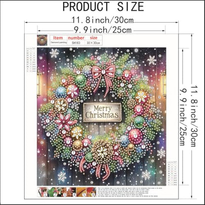 Christmas Wreath 5D Diamond Art Painting Kits for Adults 12 x 12 inch - color: SH183
