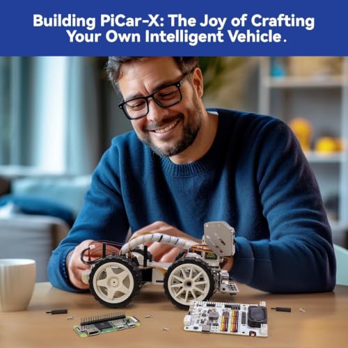 SunFounder PiCar-X AI Video Robot Car Kit with Raspberry Pi Zero 2 W+32G TF Card, ChatGPT-4o Enabled with Video Recognition, Python, Scratch, Camera, Mic - color: Picarx + Zero 2 W + 32g Tf Card