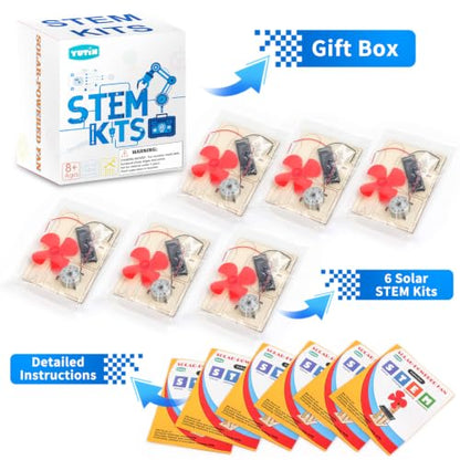6 Set Solar Fan STEM Kits for Kids Ages 6-12, Science Kits for Classroom