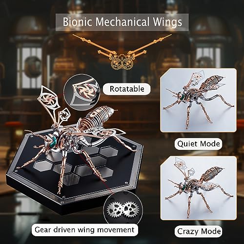 3D Metal Wasp Puzzles for Adults Model Kits Mechanical Puzzle Building Blocks, Difficult DIY Assembly for Men (Steel+Rose Gold) - style: Steel+Rose Gold