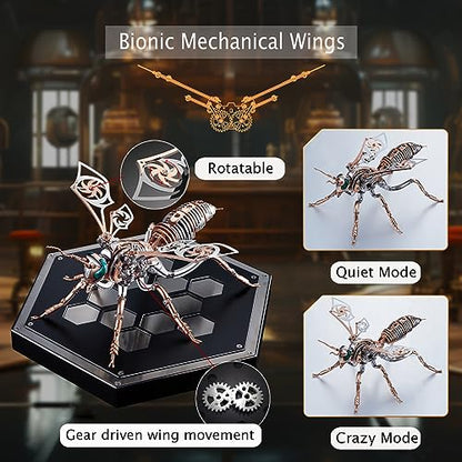 3D Metal Wasp Puzzles for Adults Model Kits Mechanical Puzzle Building Blocks, Difficult DIY Assembly for Men (Steel+Rose Gold) - style: Steel+Rose Gold