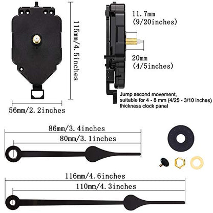 Hicarer Pendulum Clock Mechanism DIY Replacement Clock Movement Long Shaft Pendulum Quartz Hands Movement Mechanism Repair Kit for Kitchen Office(Shaft Length 4/5 Inch/ 20 Mm) - size: Shaft Length 4/ 5 Inch/ 20 mm