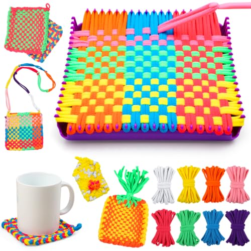 MagicKidz Weaving Loom Kit Toy - Birthday Gifts for Kids 6 7 8 9 10 11 12 Years Old - Arts and Crafts Kit for Girls Ages 6-8 10-12, DIY Potholder Knitting Kit with Loops
