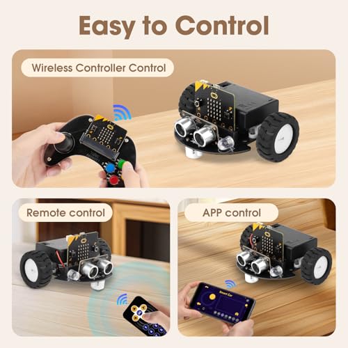 ACEBOTT Robotics for Kids Ages 8–12 12-16, Smart Robot Car Kit Compatible with BBC Micro:bit V2,STEM Toys Coding Robot Kit Compatible with LEGO,Gift for Kids and Teens(Included Micro:Bit) Controller - color: Blue-a
